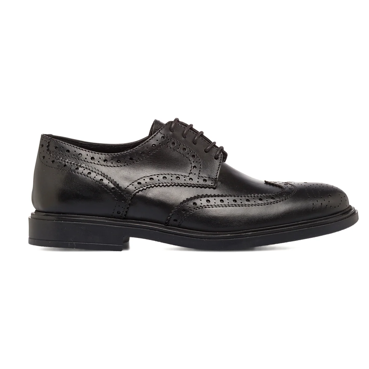 Scarpe da Uomo Derby Brogue in Pelle Nera con Lacci Primopiano