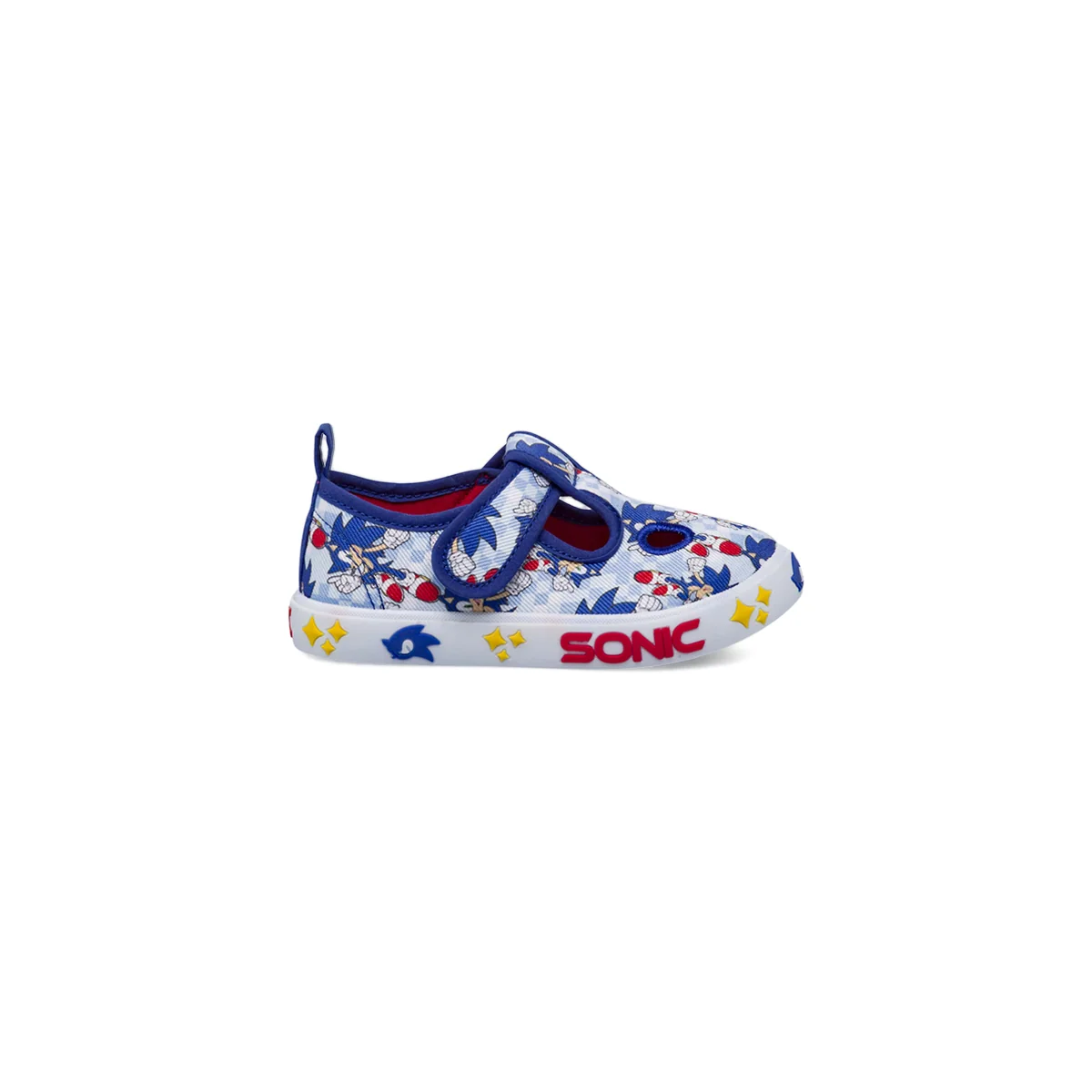 Scarpe Primi Passi azzurre da Bambino in tela con stampe Sonic