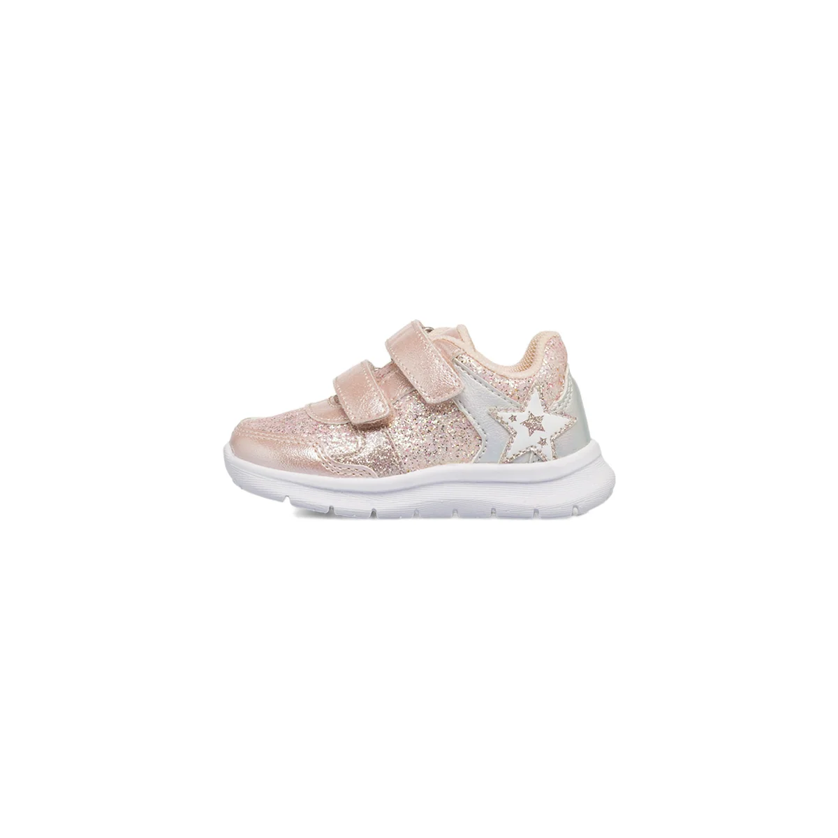 Scarpe primi passi da Bambina oro rosa glitterate con strappo Chicco