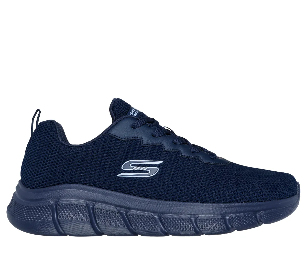 Scarpe sportive blu da uomo in tessuto mesh Skechers Bobs Sport B Flex - Chill Edge