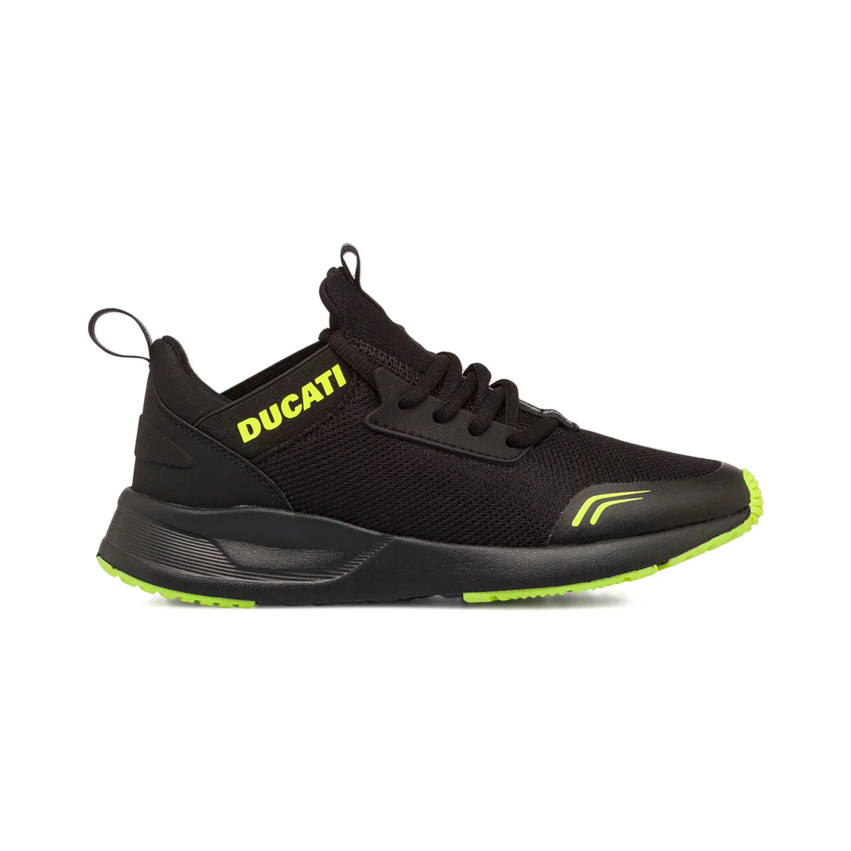 Scarpe sportive nere da ragazzo con dettagli giallo fluo Ducati Foresto K