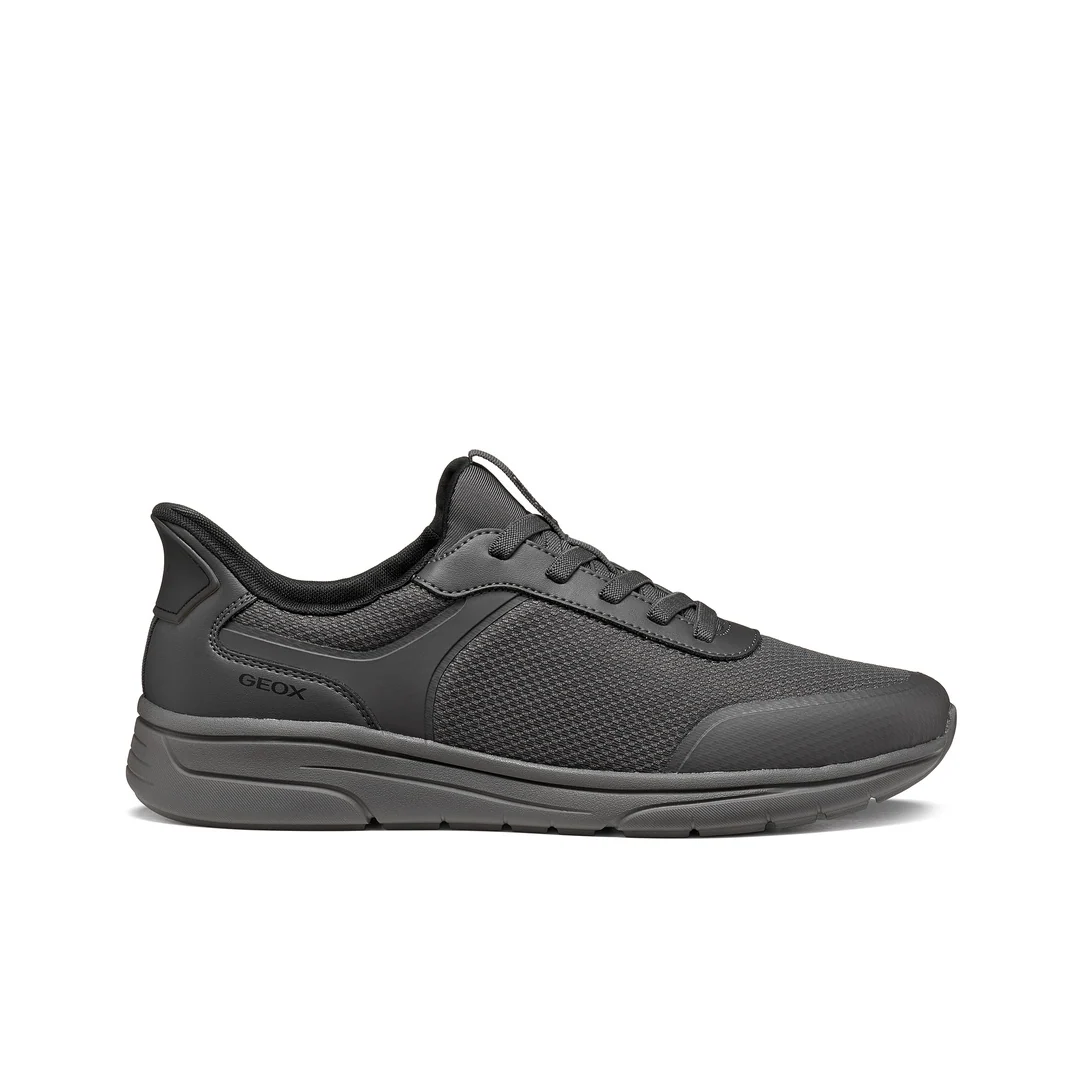 Scarpe Stringate da Uomo Grigie in tessuto con suola traspirante Geox