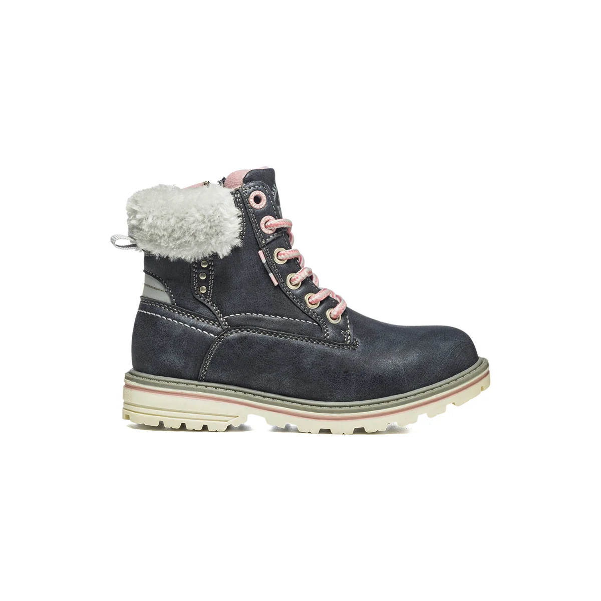 Scarponcini blu navy in similpelle e tessuto con imbottitura con pelo Rapsody