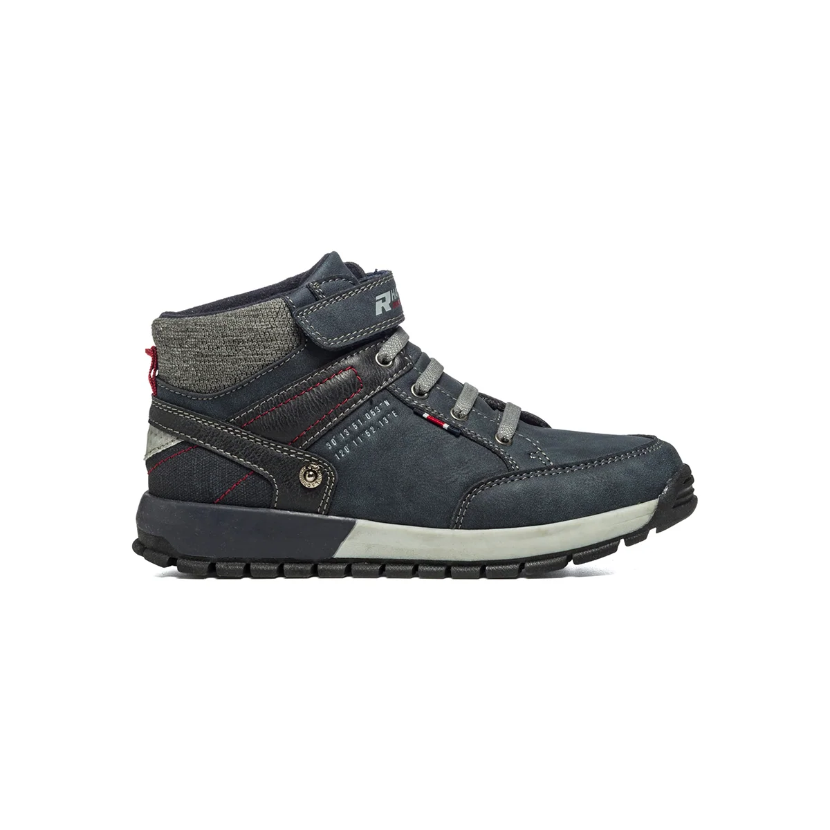 Scarponcini blu navy in similpelle e tessuto con lacci grigi Rapsody