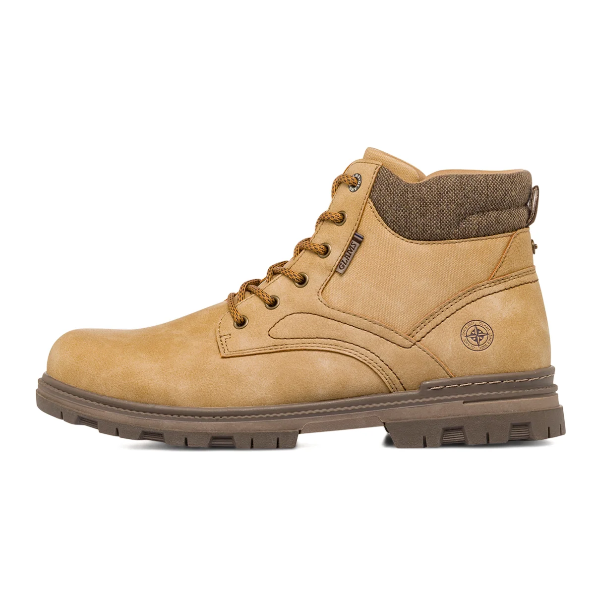 Scarponcini da uomo beige con inserto marrone e lacci Glams