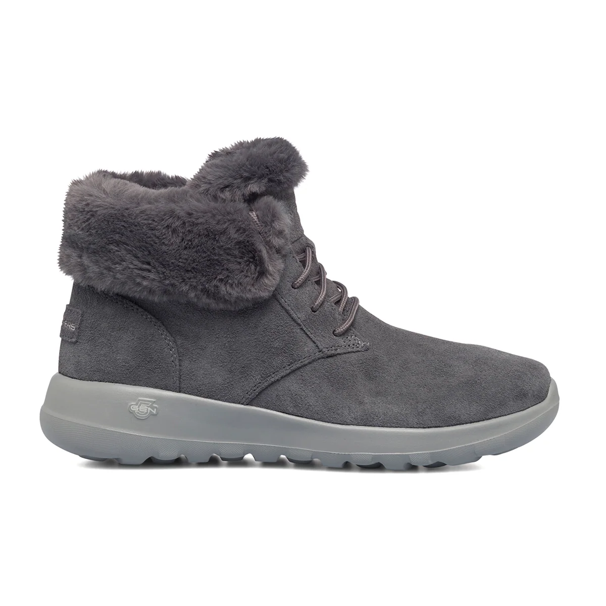 Scarponcini grigi in pelle scamosciata con colletto imbottito Skechers On The Go Joy Lush