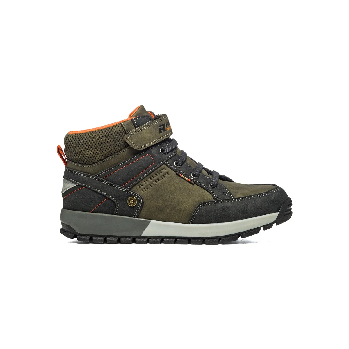 Scarponcini verde khaki in similpelle e tessuto con lacci neri Rapsody
