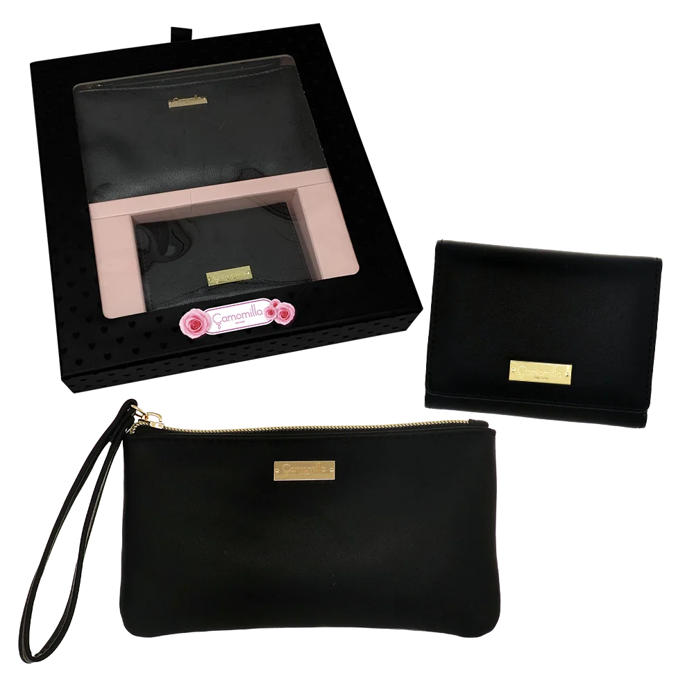 Set Portafoglio e Pochette con catena Nero da Donna Camomilla Milano