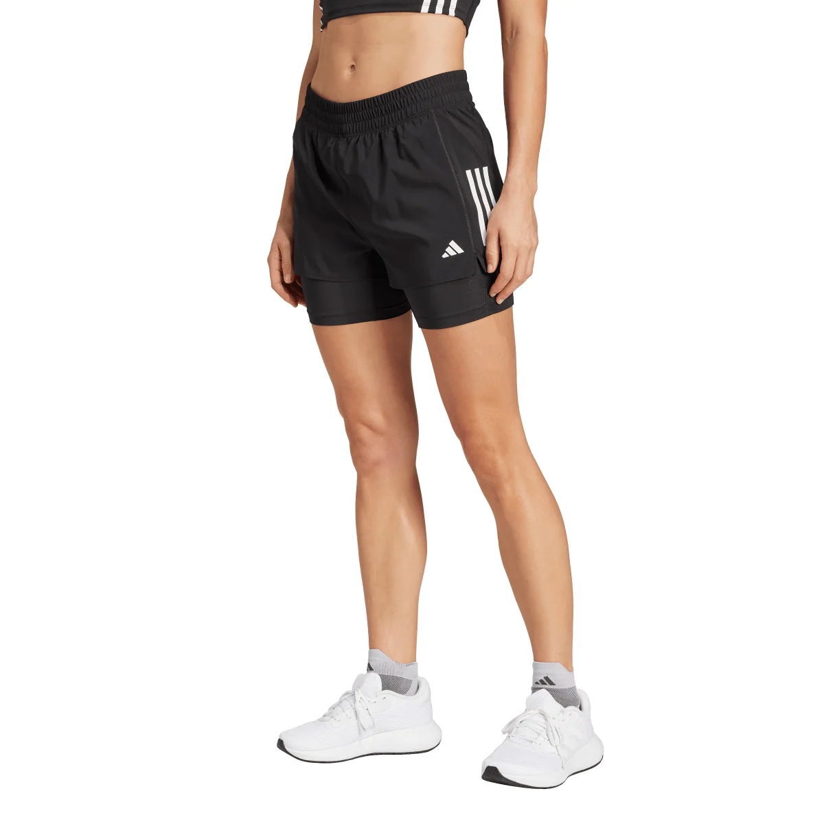 Shorts da corsa o allenamento con taschini neri da Donna adidas