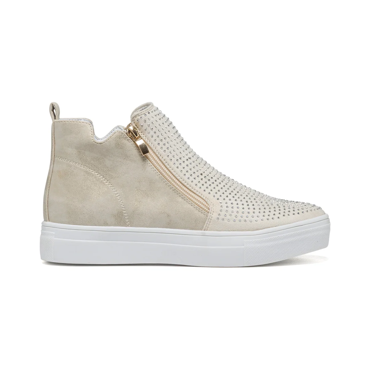 Sneakers alte beige con applicazione di strass Lora Ferres