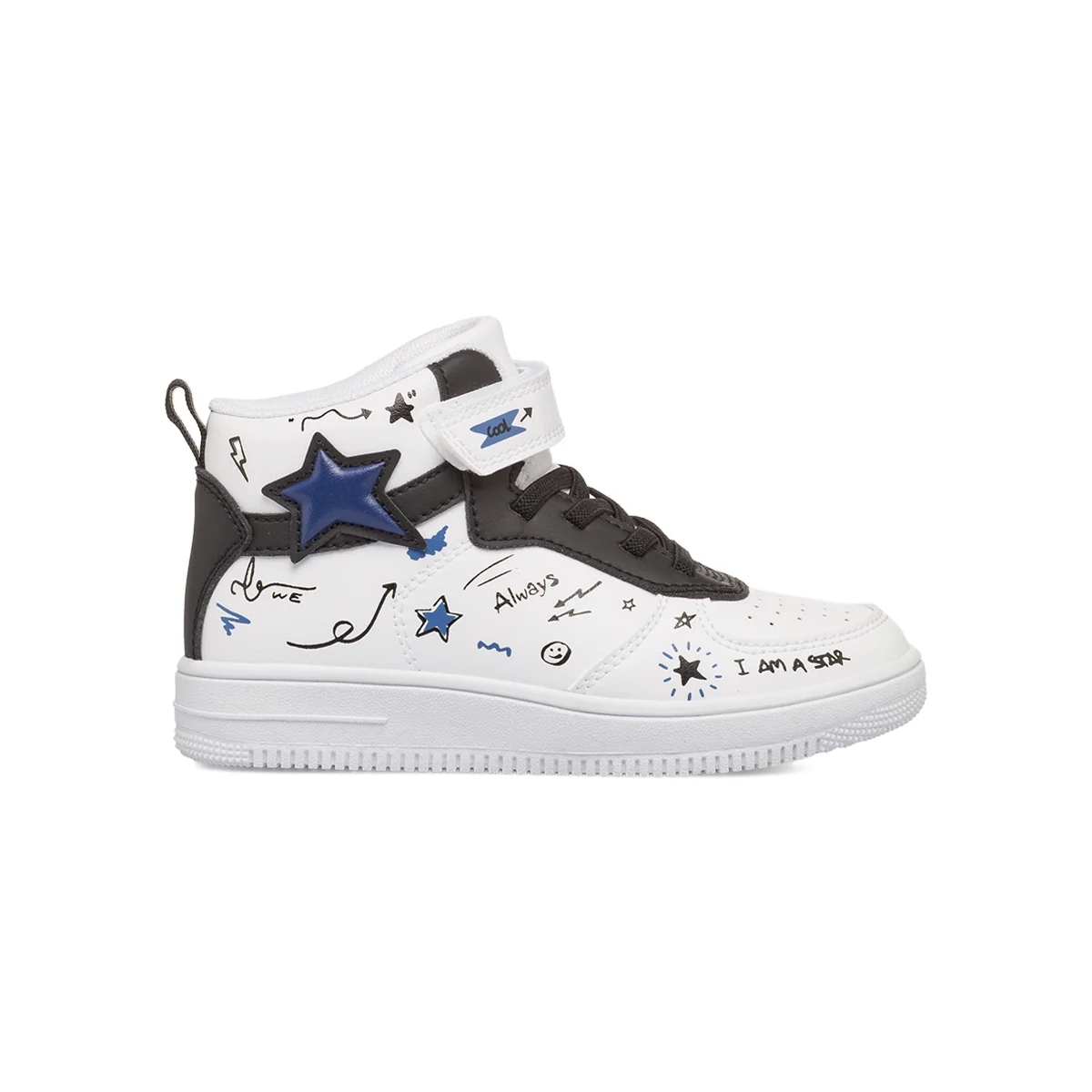 Sneakers alte bianche Bambino con strappo e dettagli graffiti Space Boy