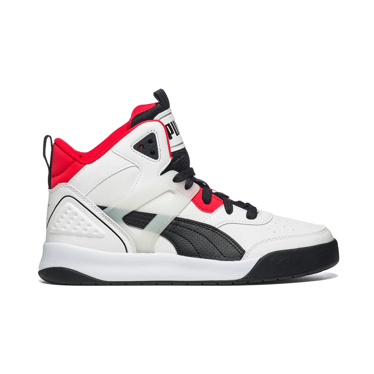 Sneakers alte bianche con dettagli neri e rossi Puma Backcourt Mid Jr