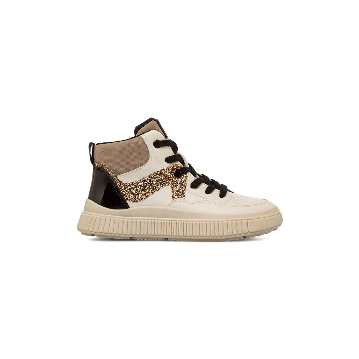 Sneakers alte bianche da Bambina con glitter e suola traspirante Geox