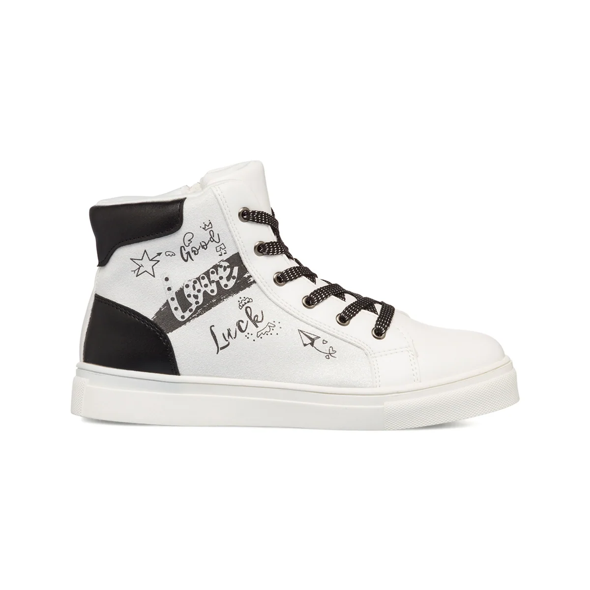 Sneakers alte bianche da bambina con zip 10 Baci
