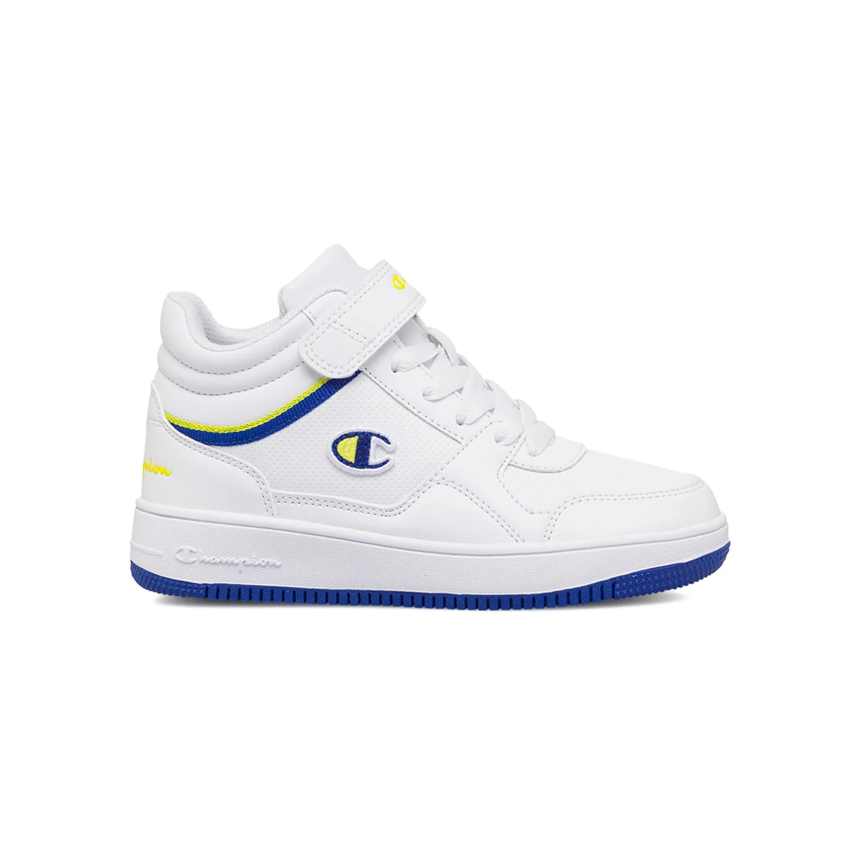 Sneakers alte bianche da bambino con logo laterale Champion Rebound Mid B Ps