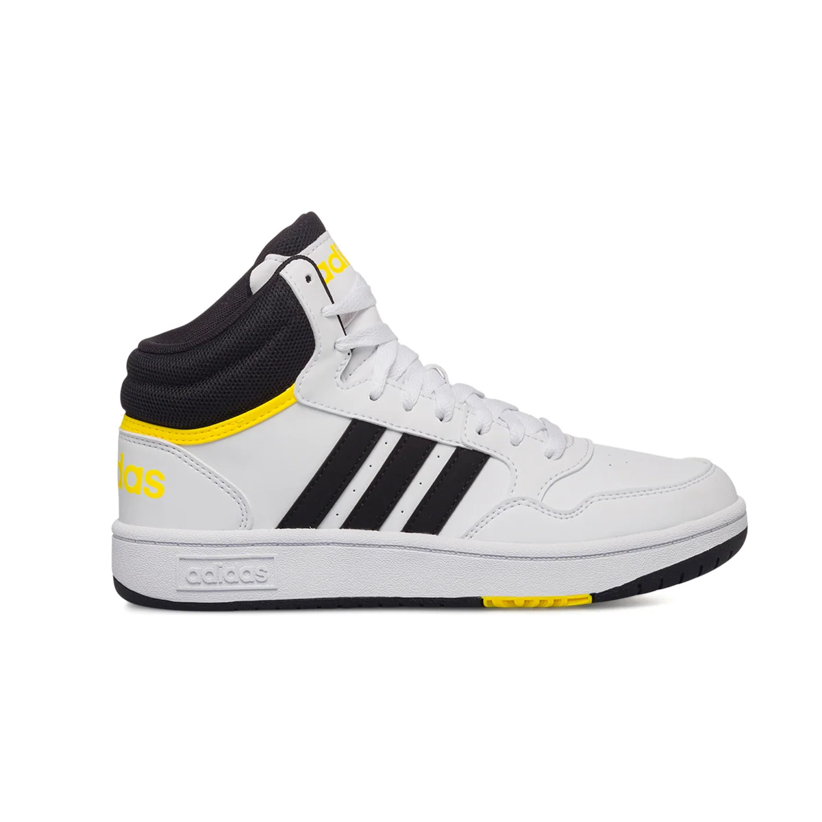 Sneakers alte bianche da ragazzo con design 3-stripes adidas Hoops Mid 3.0 K