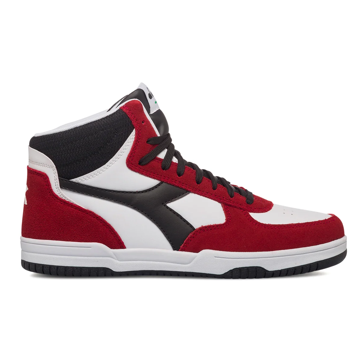 Sneakers alte bianche e rosse da uomo con logo a contrasto Diadora Raptor High Sl