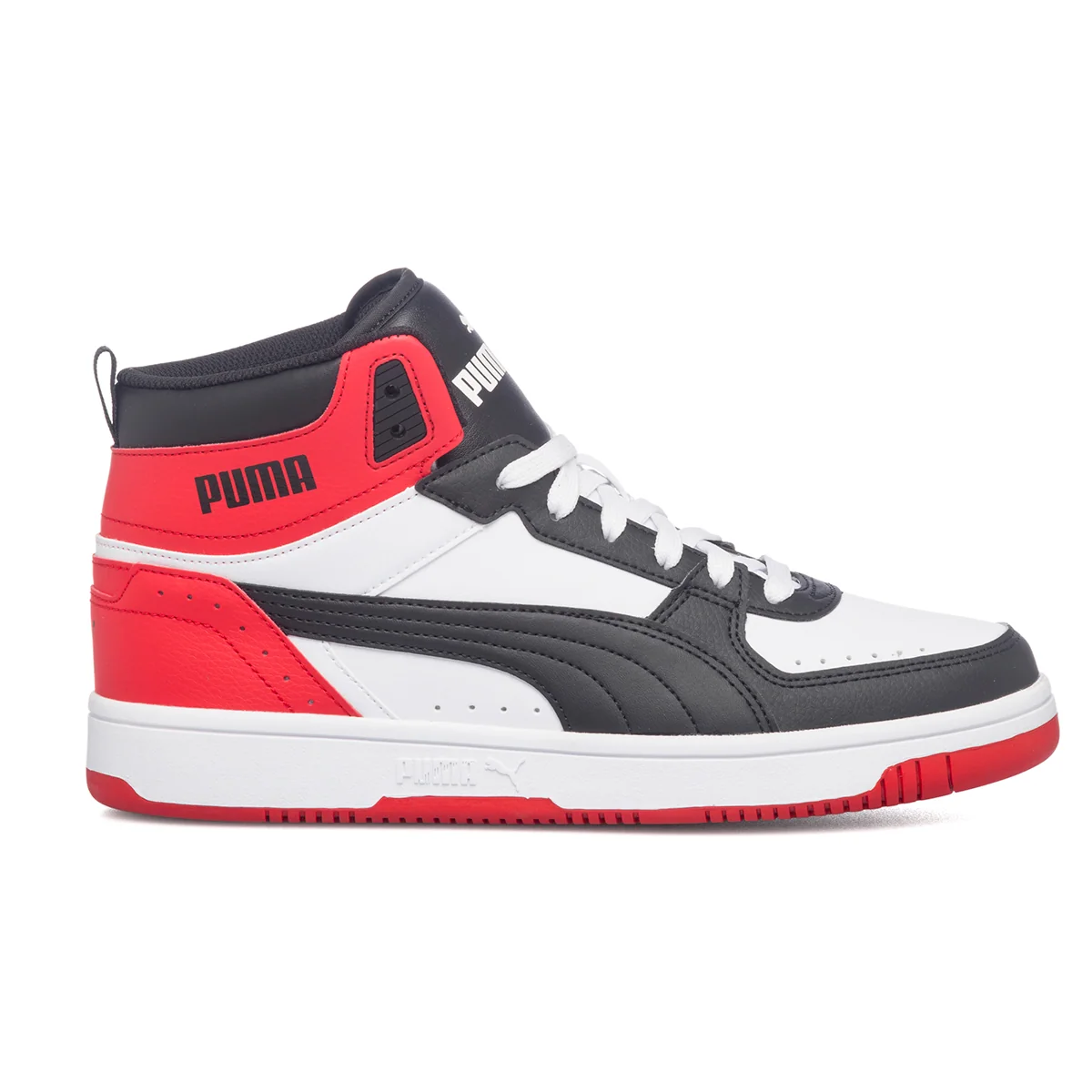 Sneakers alte bianche e rosse Puma Rebound Joy