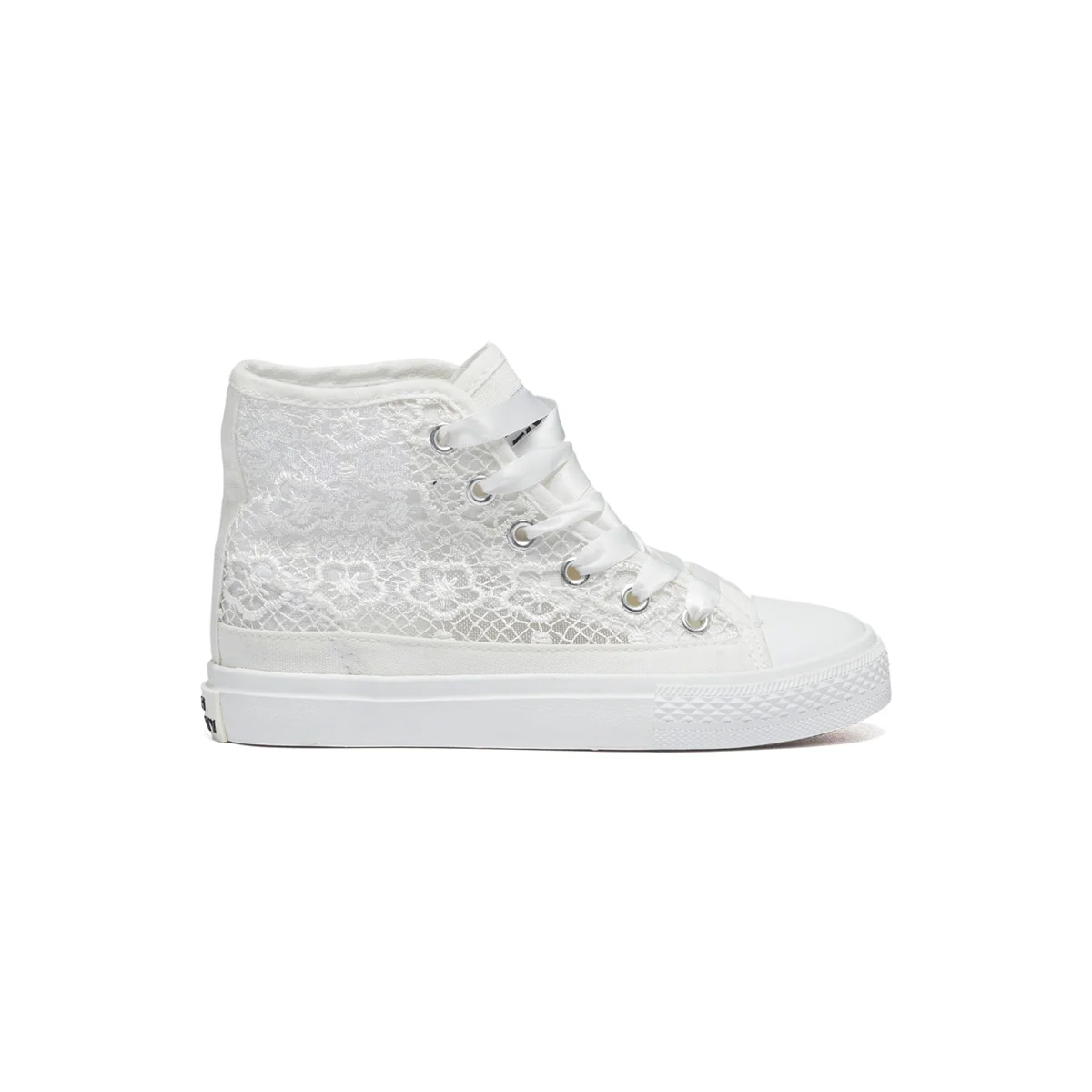Sneakers alte bianche in tessuto con lacci in raso Miss Sixty