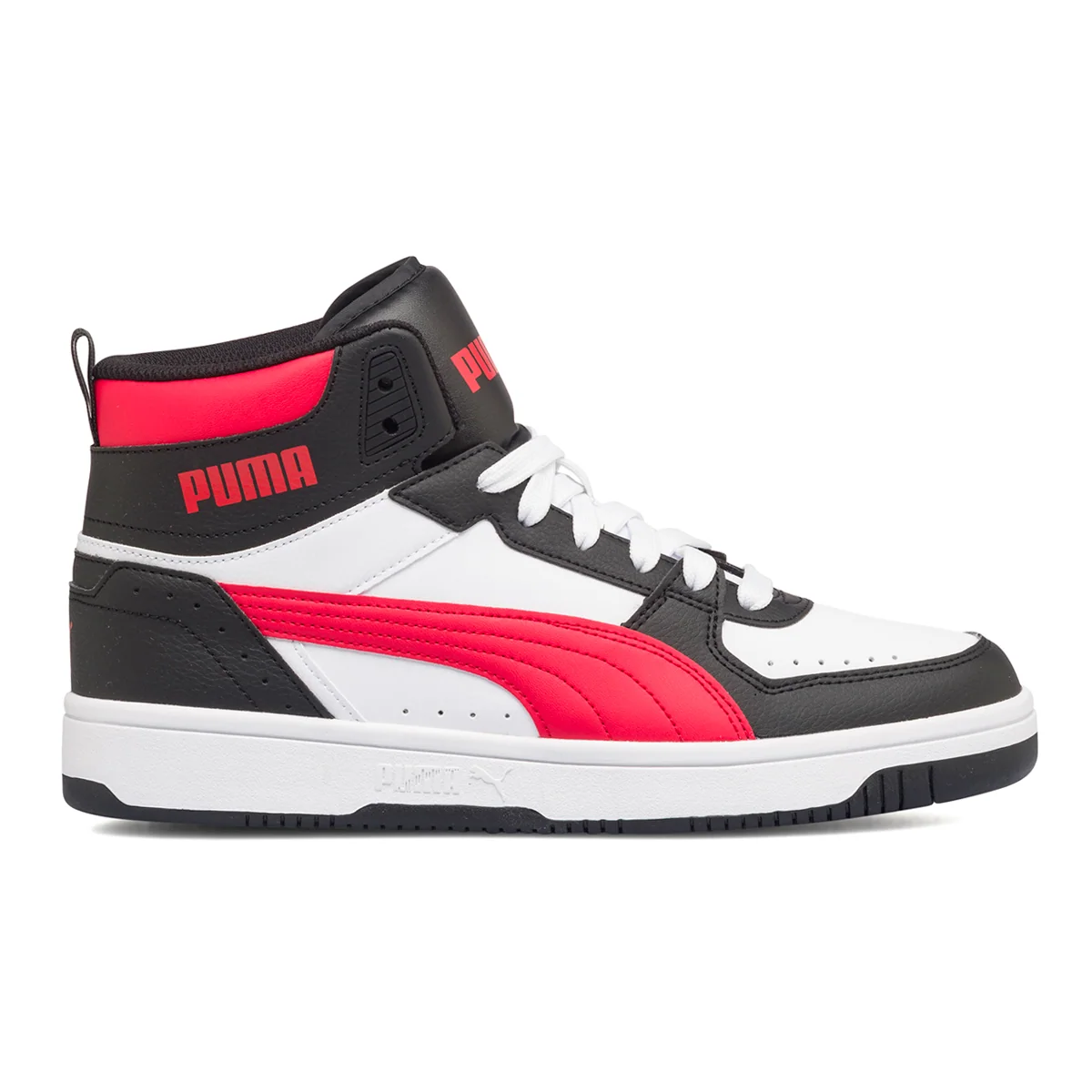 Sneakers alte bianche, rosse e nere con logo a contrasto Puma Rebound Joy
