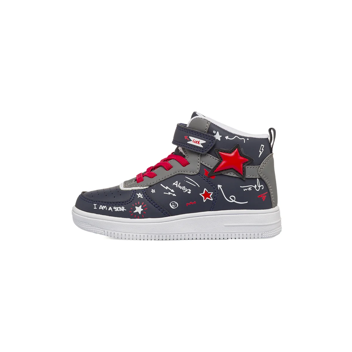 Sneakers alte blu da Bambino con stampe graffiti e stella Space Boy