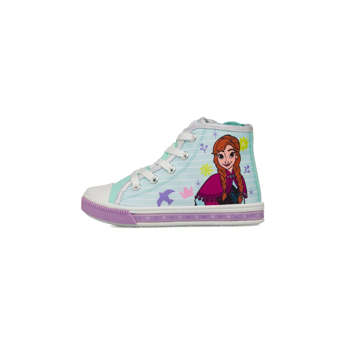 Sneakers alte da Bambina azzurre con zip interna e stampa Anna Frozen