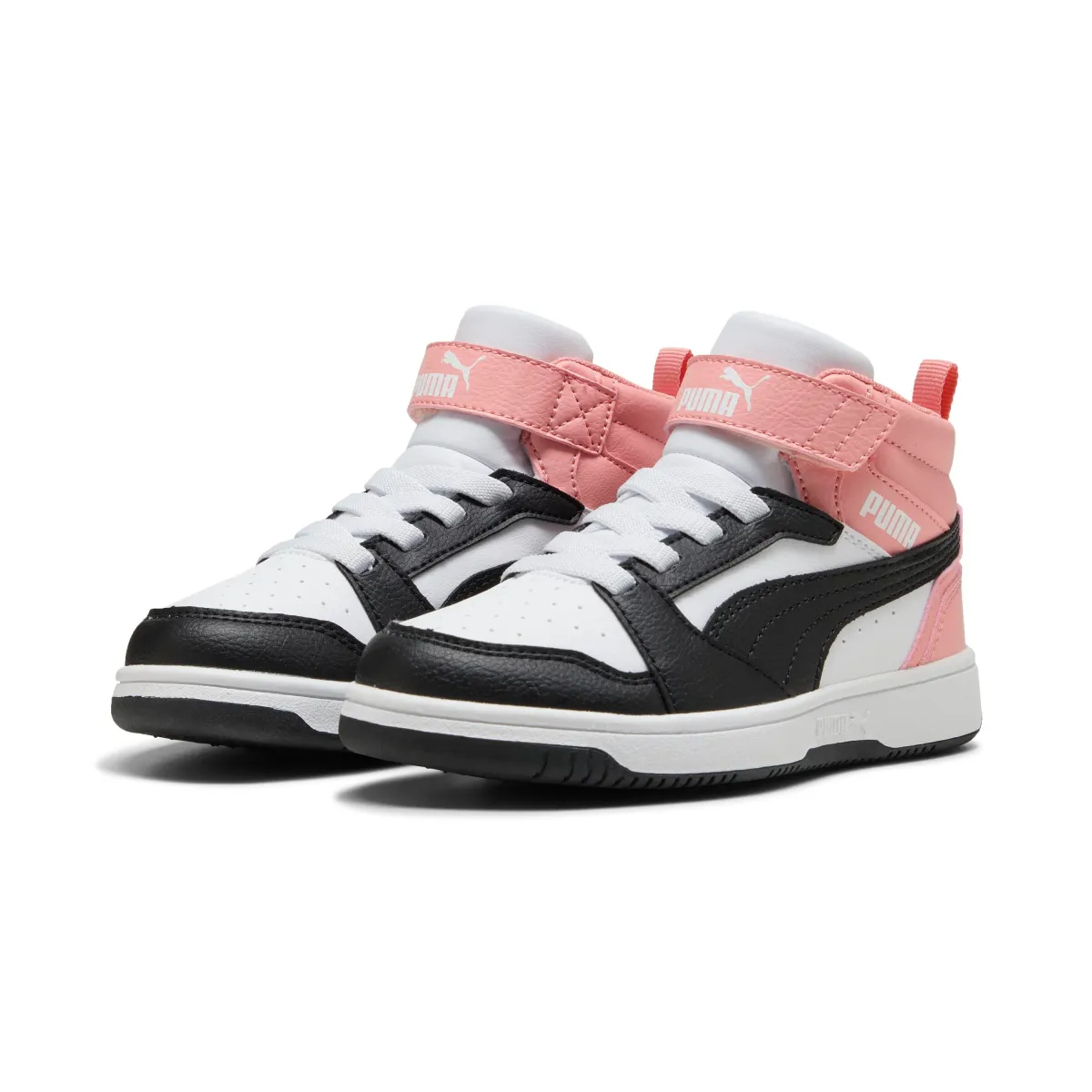 Sneakers Alte da Bambina e Ragazza Bianche con dettagli rosa Puma Rebound V6 Mid