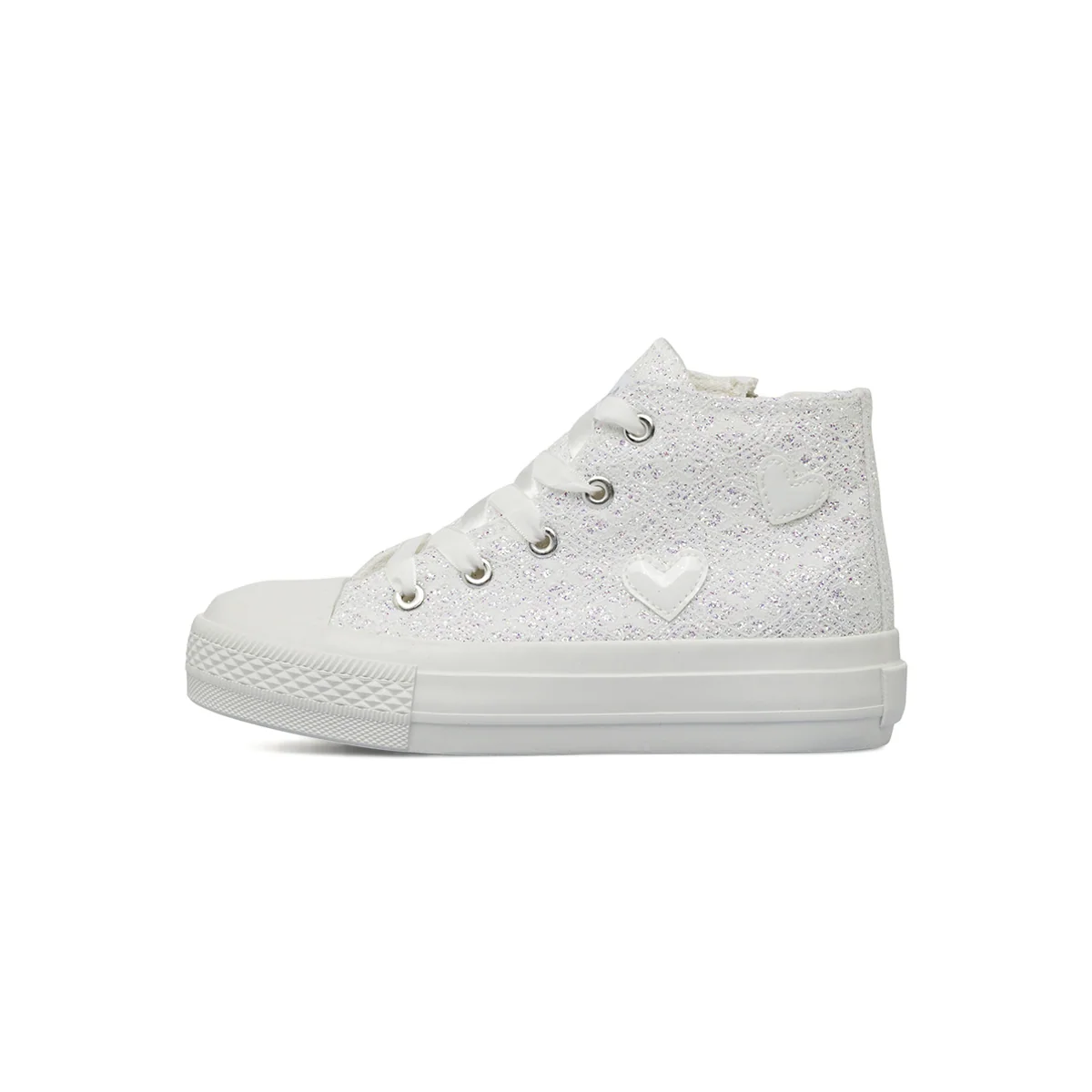 Sneakers alte da bambina e ragazza bianche Dieci Baci con glitter