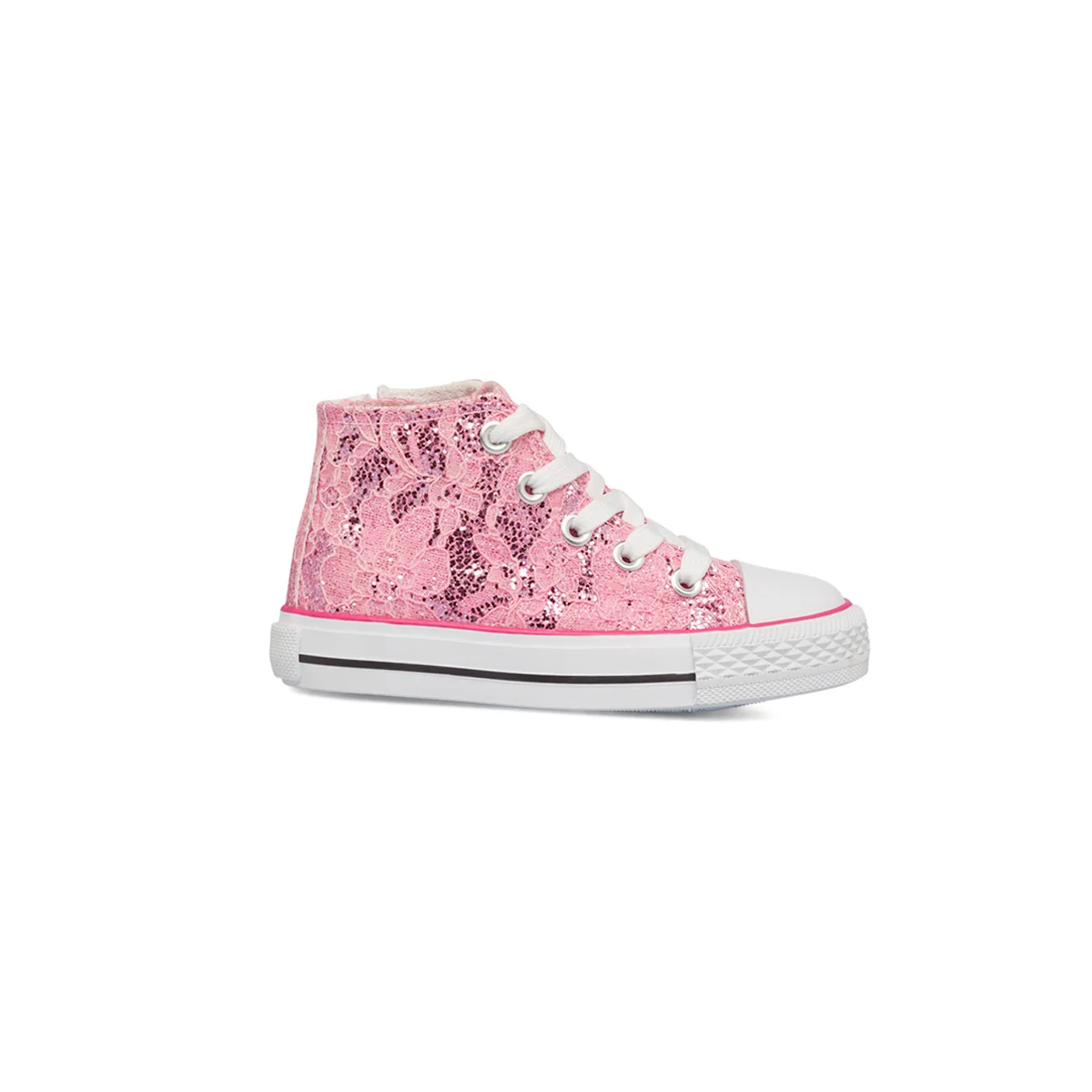 Sneakers Alte da Bambina e Ragazza Rosa effetto pizzo con glitter Le Scarpe di Alice