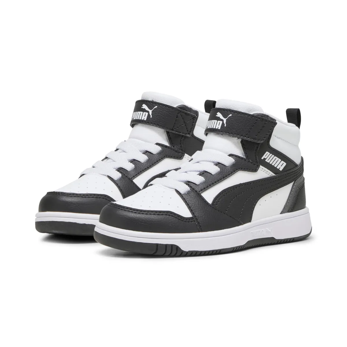 Sneakers alte da bambino bianche con dettagli neri e grigi Puma Rebound V6