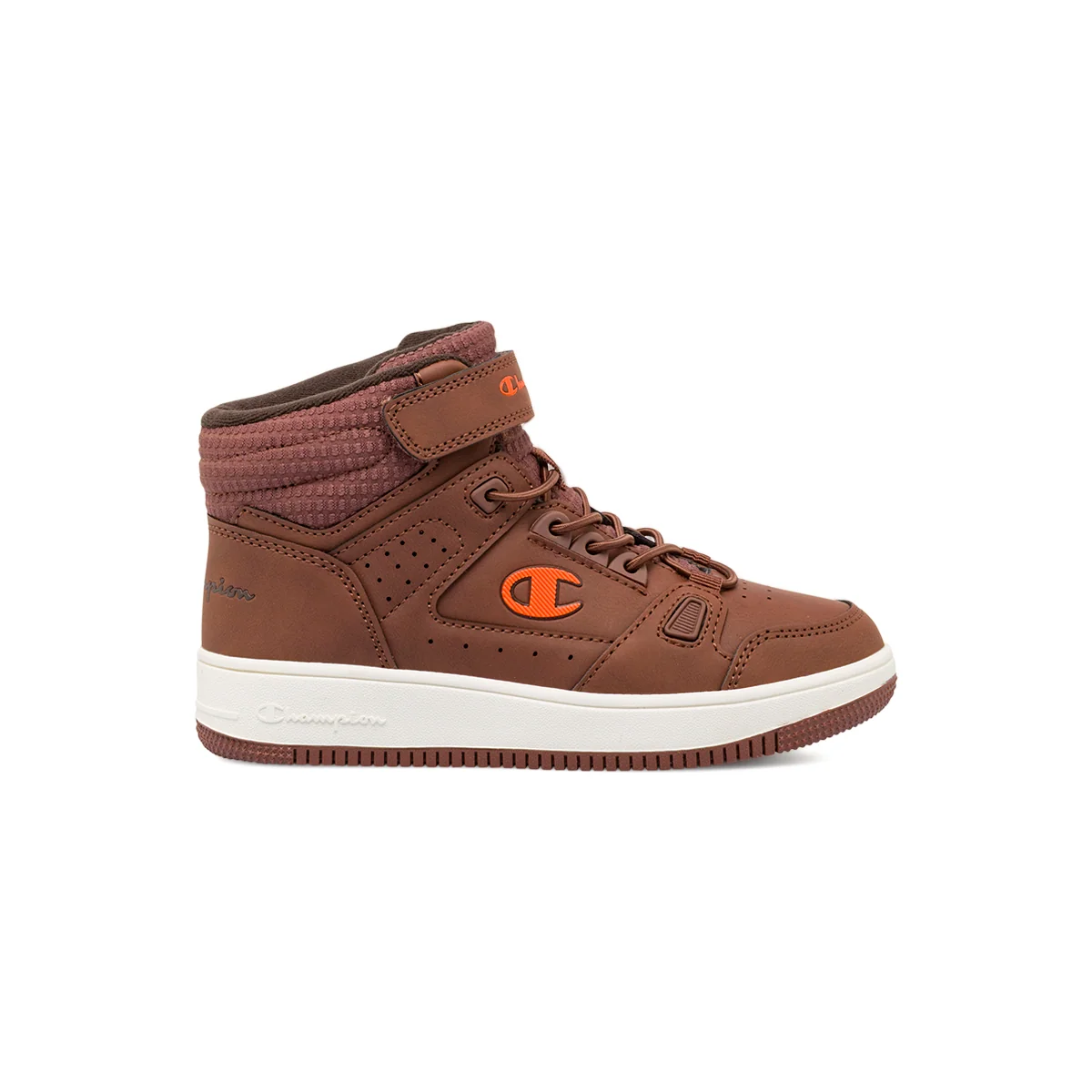 Sneakers alte da bambino Champion marroni con strappo in velcro