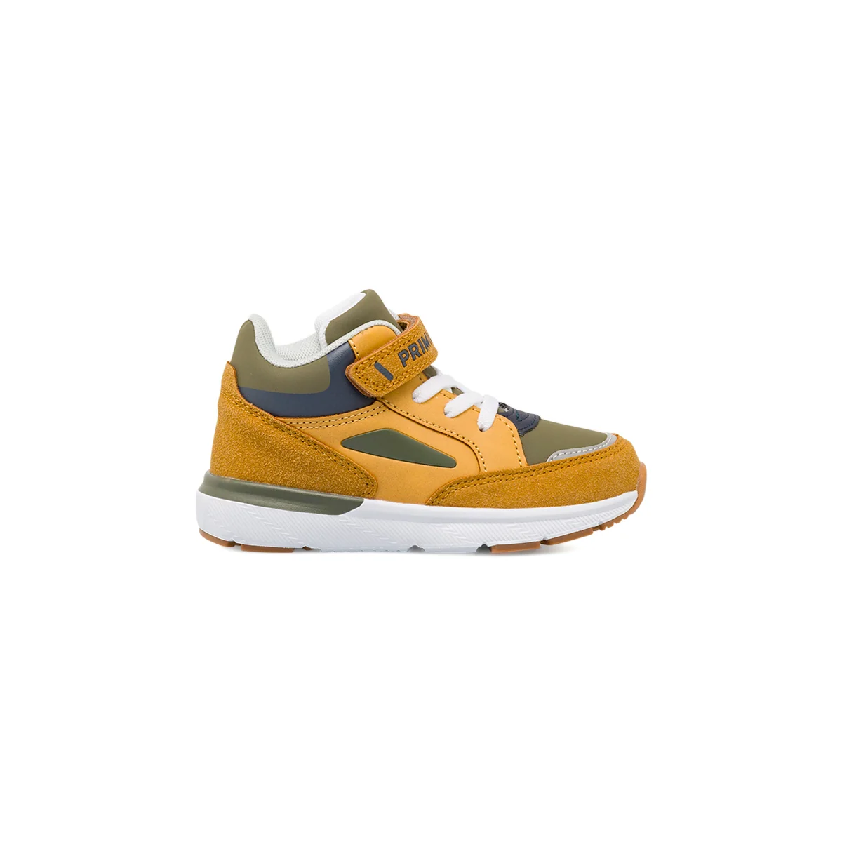 Sneakers alte da bambino ocra e verde con strappo in velcro Primigi