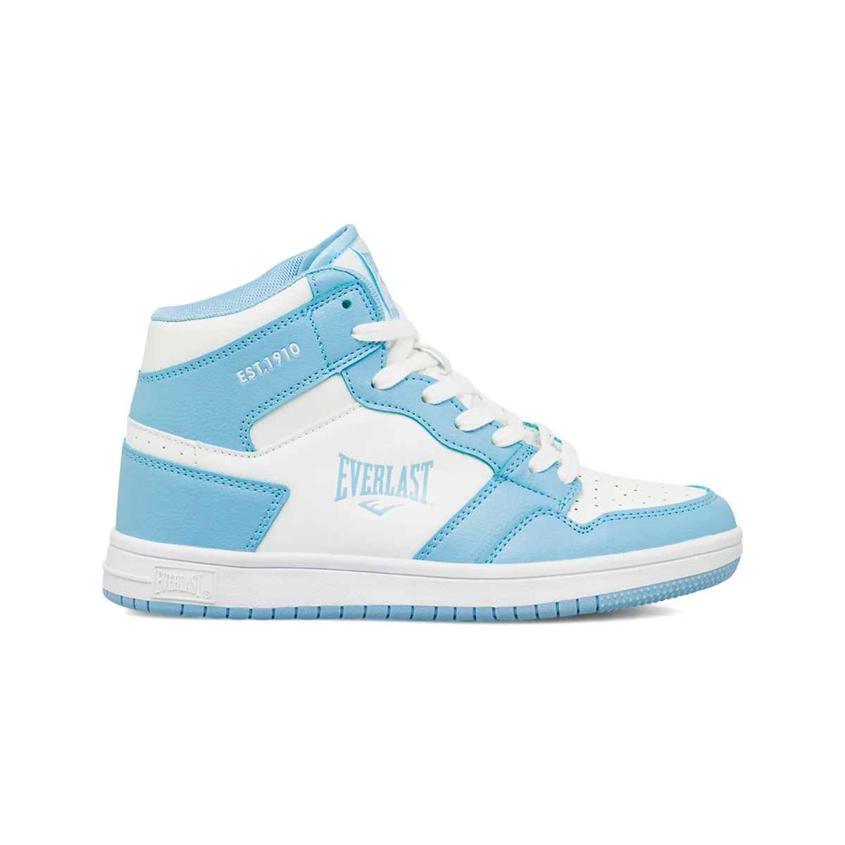 Sneakers alte da donna bianche e azzurre con logo Everlast