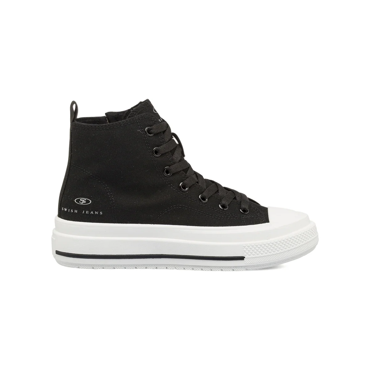 Sneakers alte da donna nere Swish Jeans con suola platform e zip