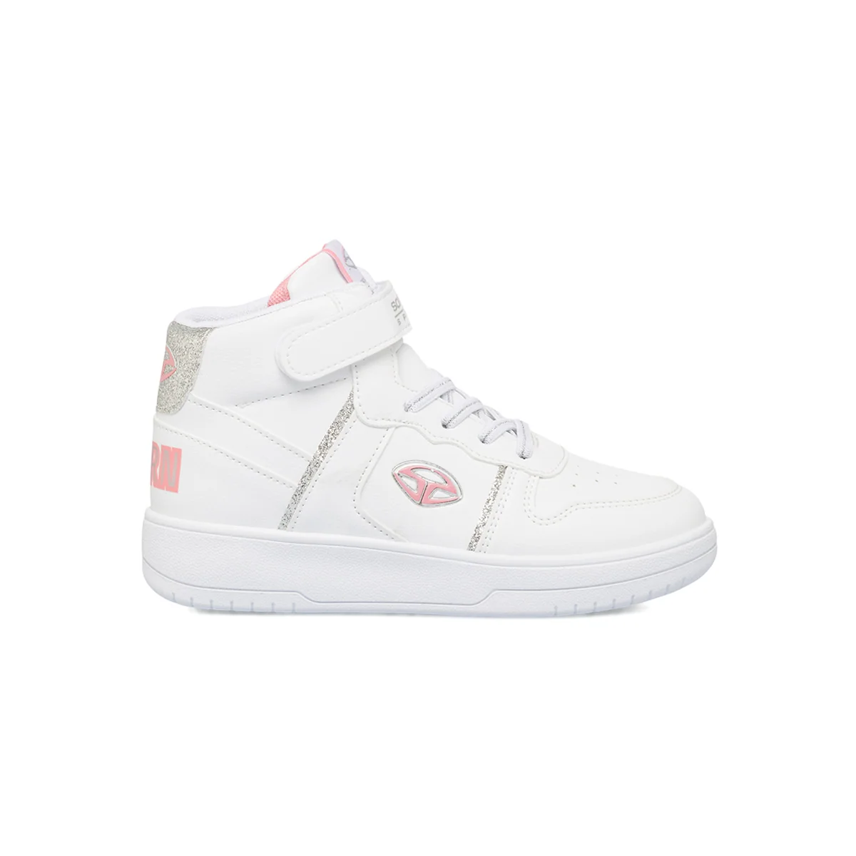Sneakers alte da ragazza bianche con dettagli rosa e glitter Soprani Sport