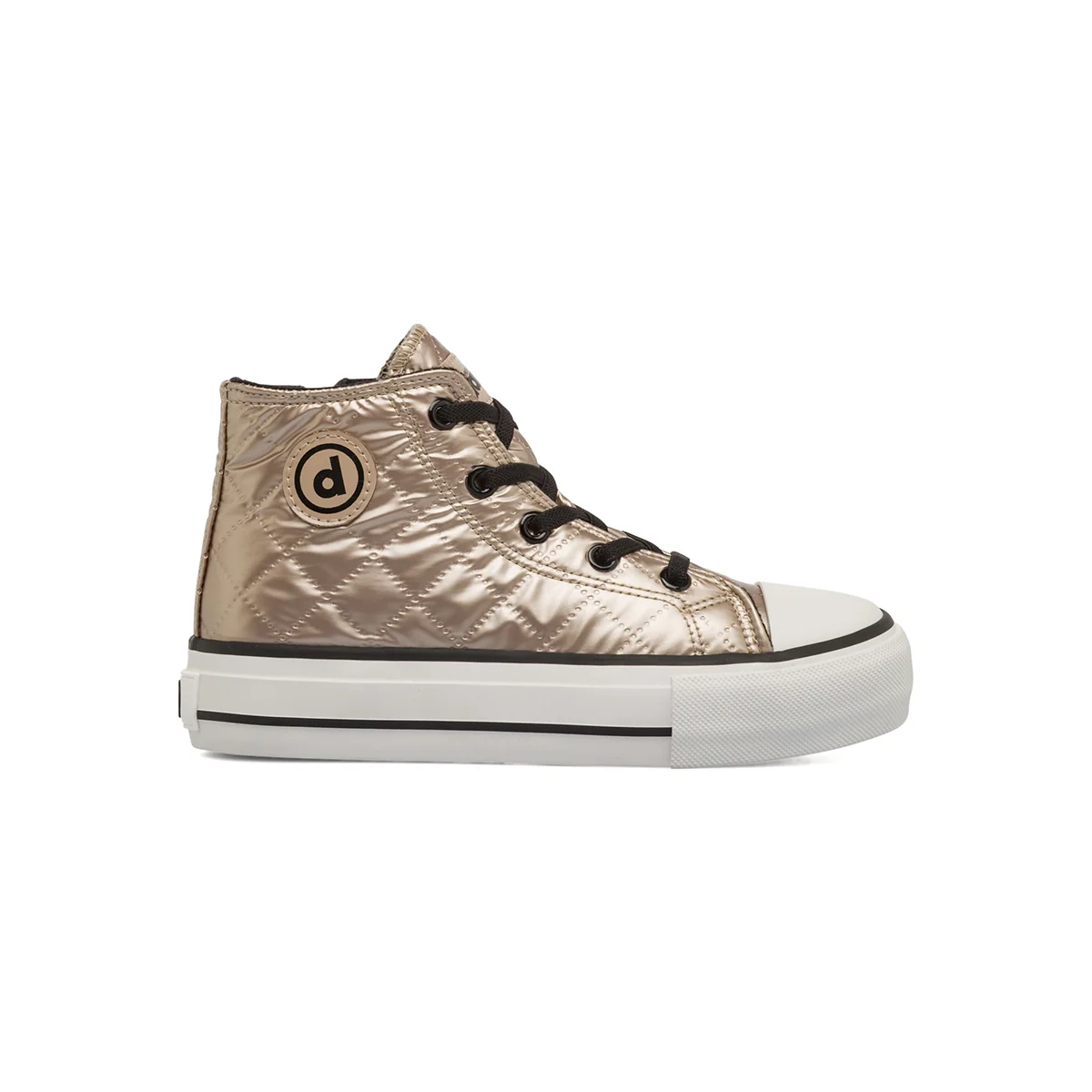 Sneakers Alte da Ragazza Trapuntate Oro con Zip Dimensione Danza