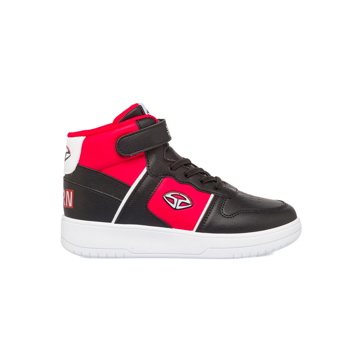 Sneakers alte da ragazzo bianche con dettagli nere e rosse con logo Soprani Sport