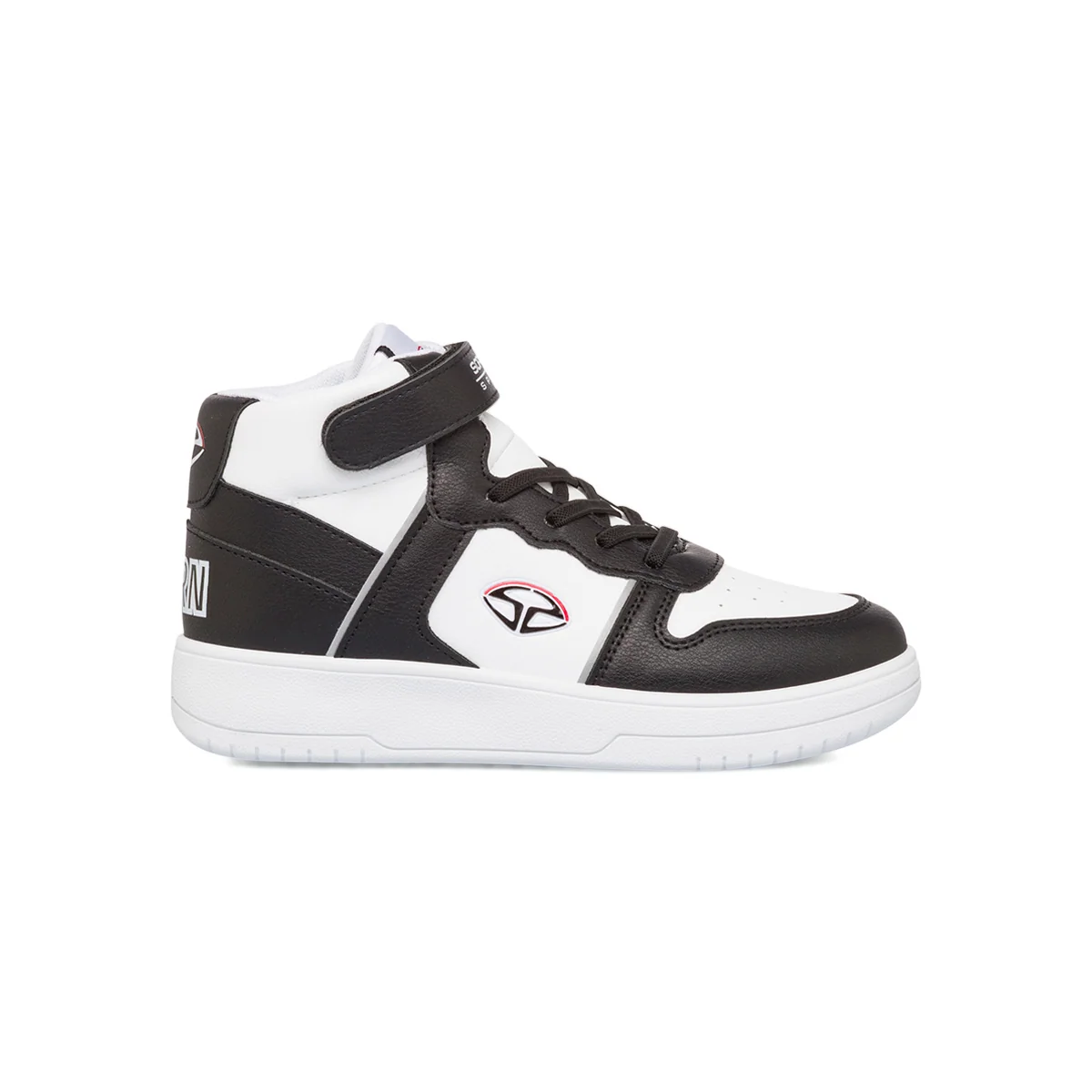 Sneakers alte da ragazzo bianche con dettagli neri con logo Soprani Sport