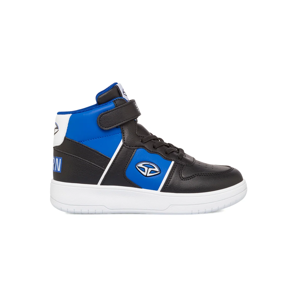Sneakers alte da ragazzo bianche con dettagli neri e blu con logo Soprani Sport