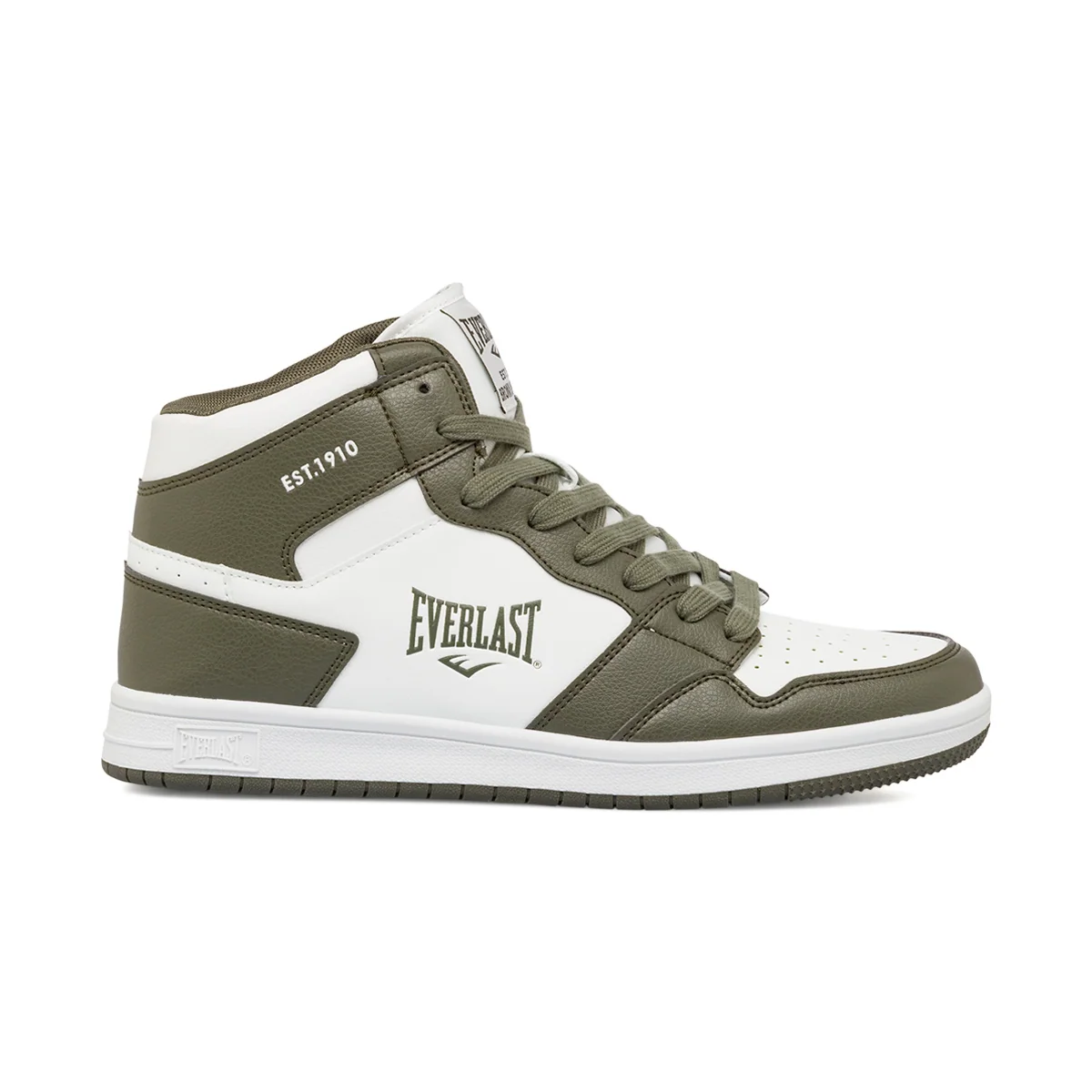 Sneakers alte da uomo bianche e verde militare con logo Everlast