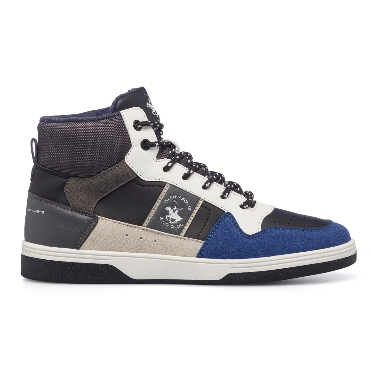 Sneakers alte da uomo grigie e blu con dettagli traforati Beverly Hills Polo Club