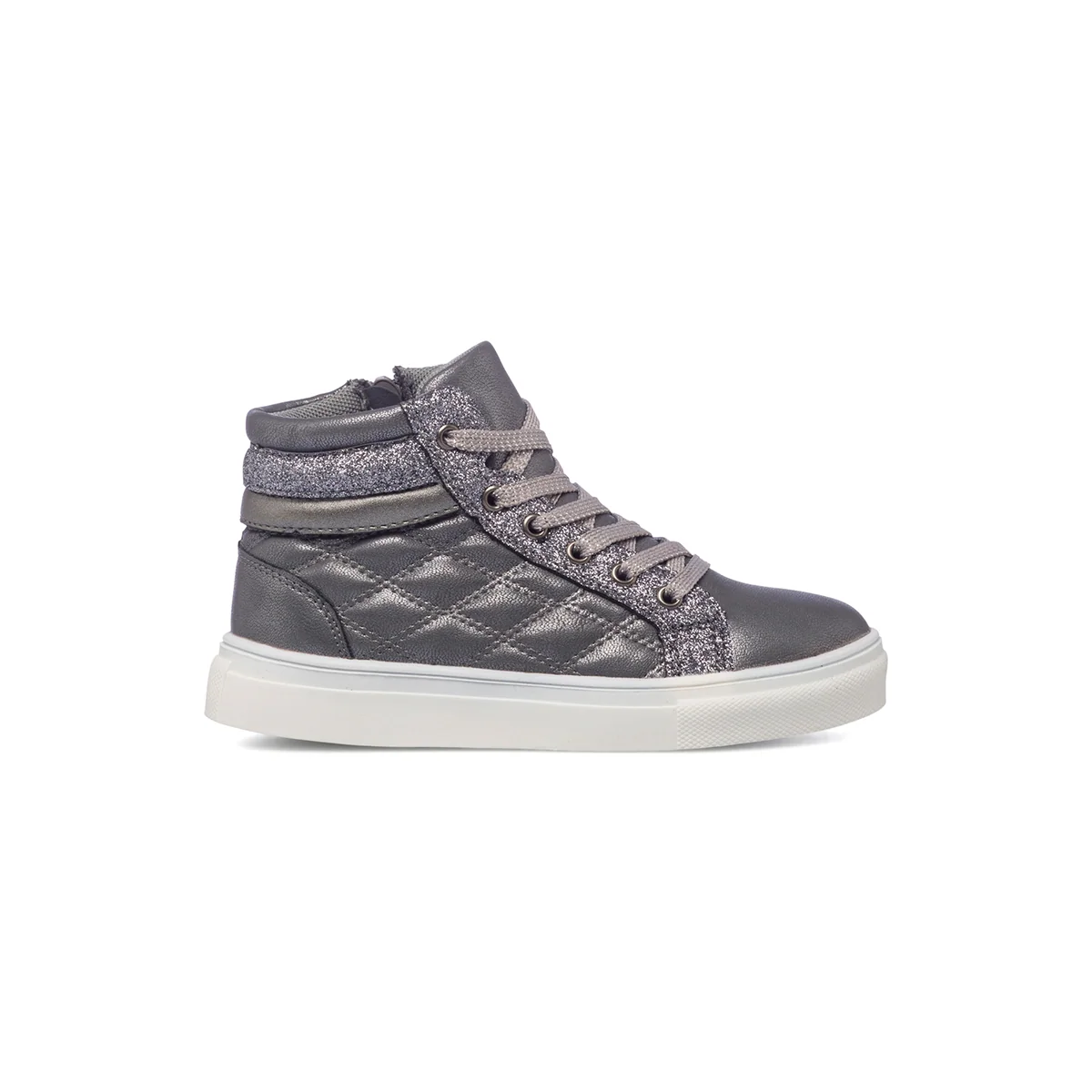 Sneakers alte grigie trapuntate da bambina con glitter Le scarpe di Alice