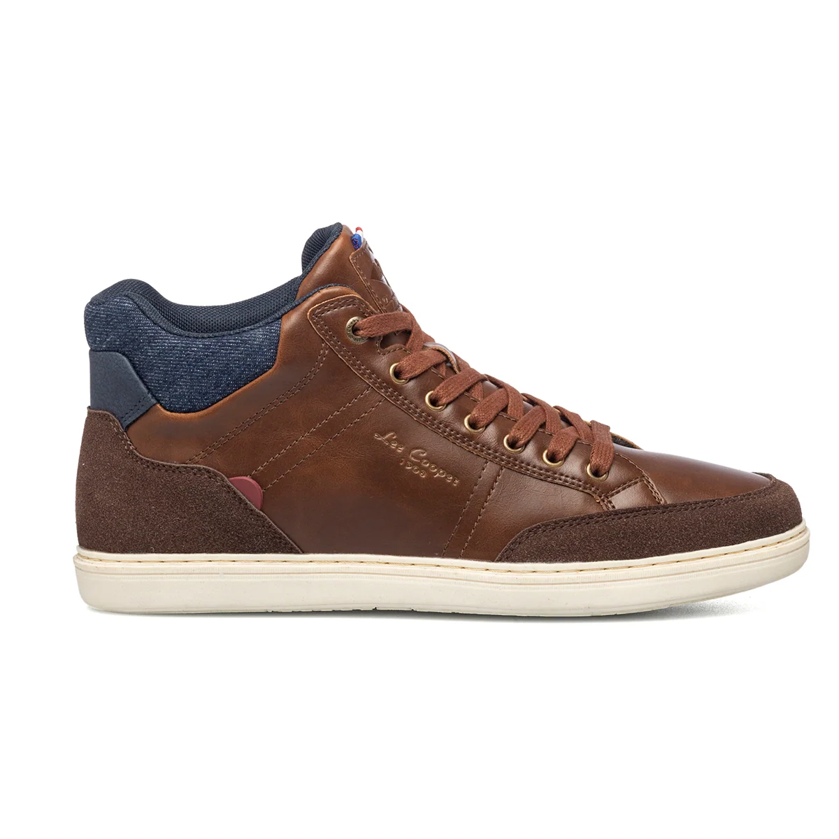 Sneakers alte marroni con patch logo Lee Cooper