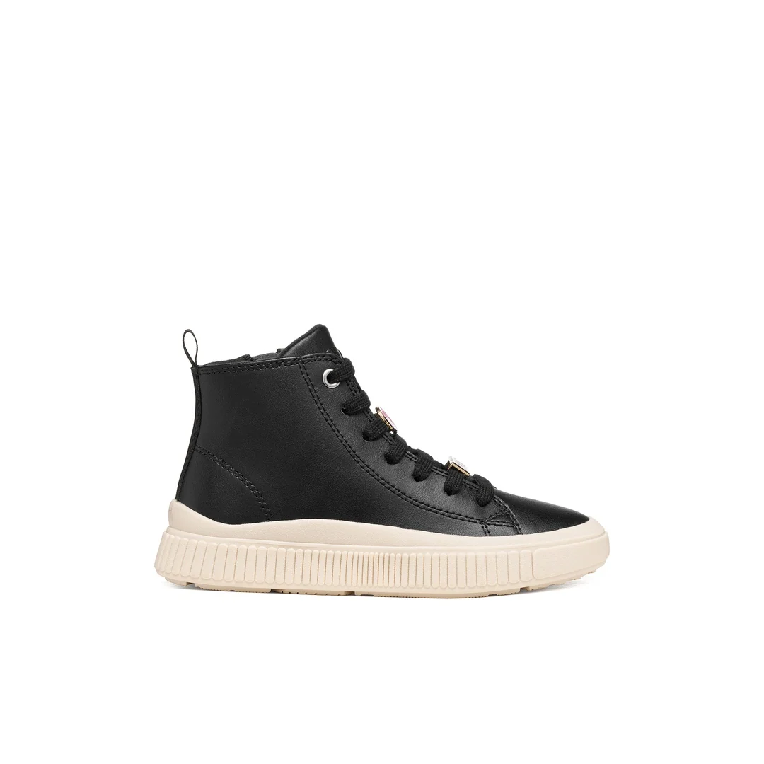 Sneakers alte nere Bambina con zip laterale e suola traspirante Geox