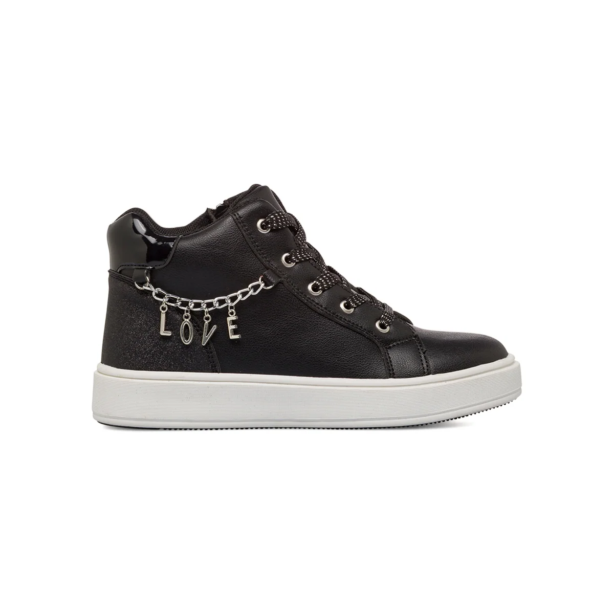 Sneakers alte nere da Bambina con catena LOVE Dieci Baci
