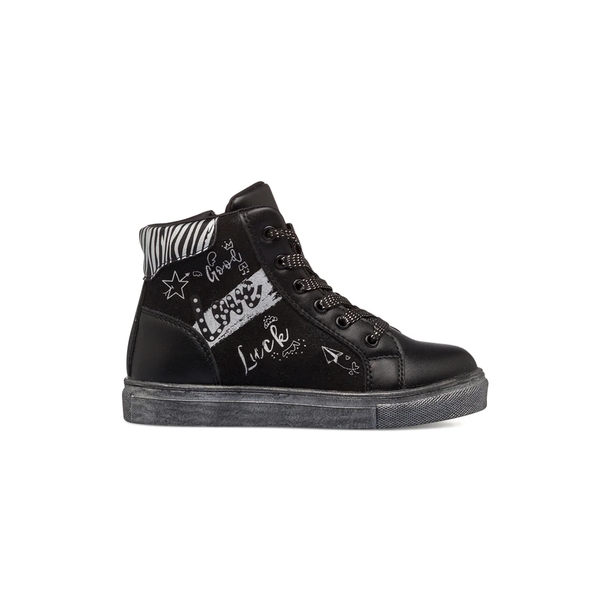 Sneakers alte nere da bambina con zip 10 Baci