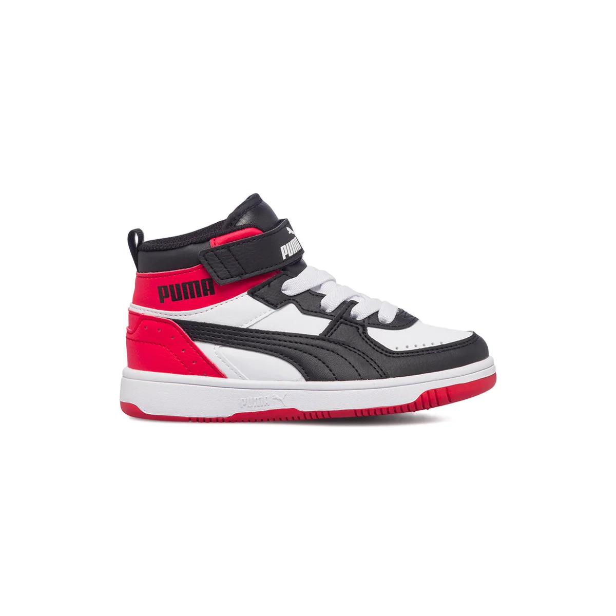 Sneakers alte nere e rosse da bambino con logo laterale Puma Rebound Joy AC PS
