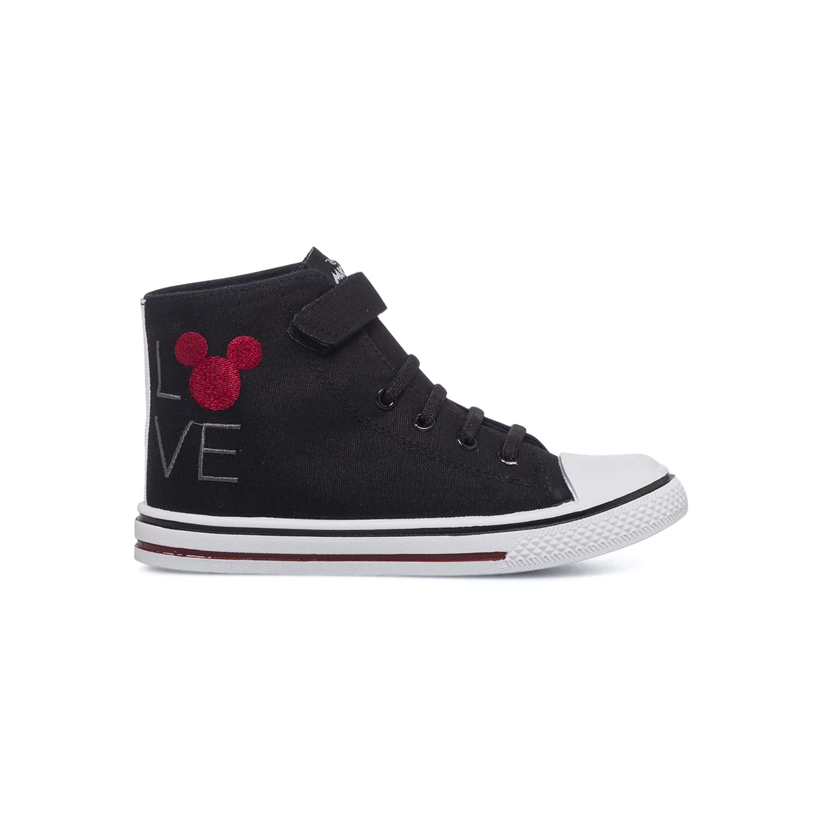 Sneakers alte nere primi passi in canvas Mickey Mouse