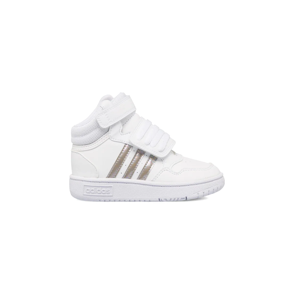 Sneakers alte primi passi bianche da bambino con strisce a contrasto adidas Hoops Mid 3.0 AC I