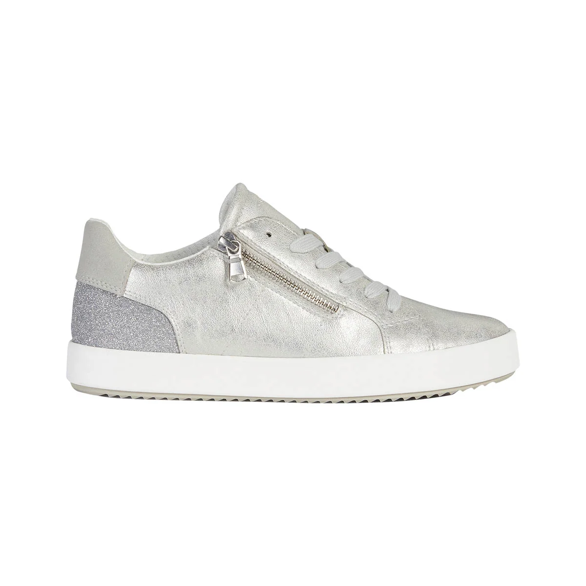 Sneakers argento da Donna con zip  decorativa e suola traspirante Geox